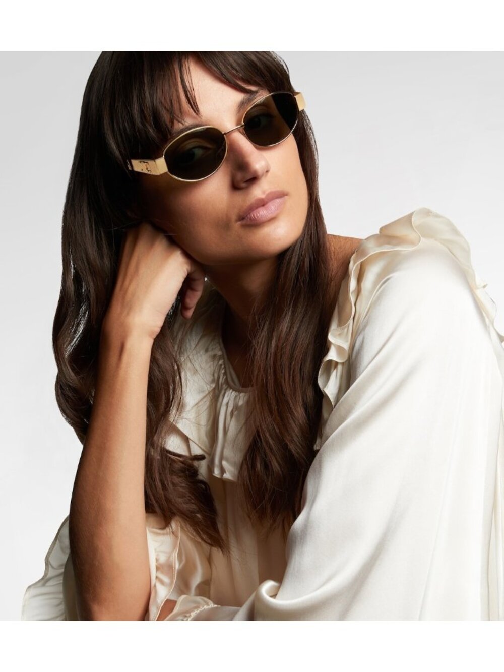 CELINE CL40235U Triomphe Metal oval light GOLD  sunglasses - Picture 2 of 12